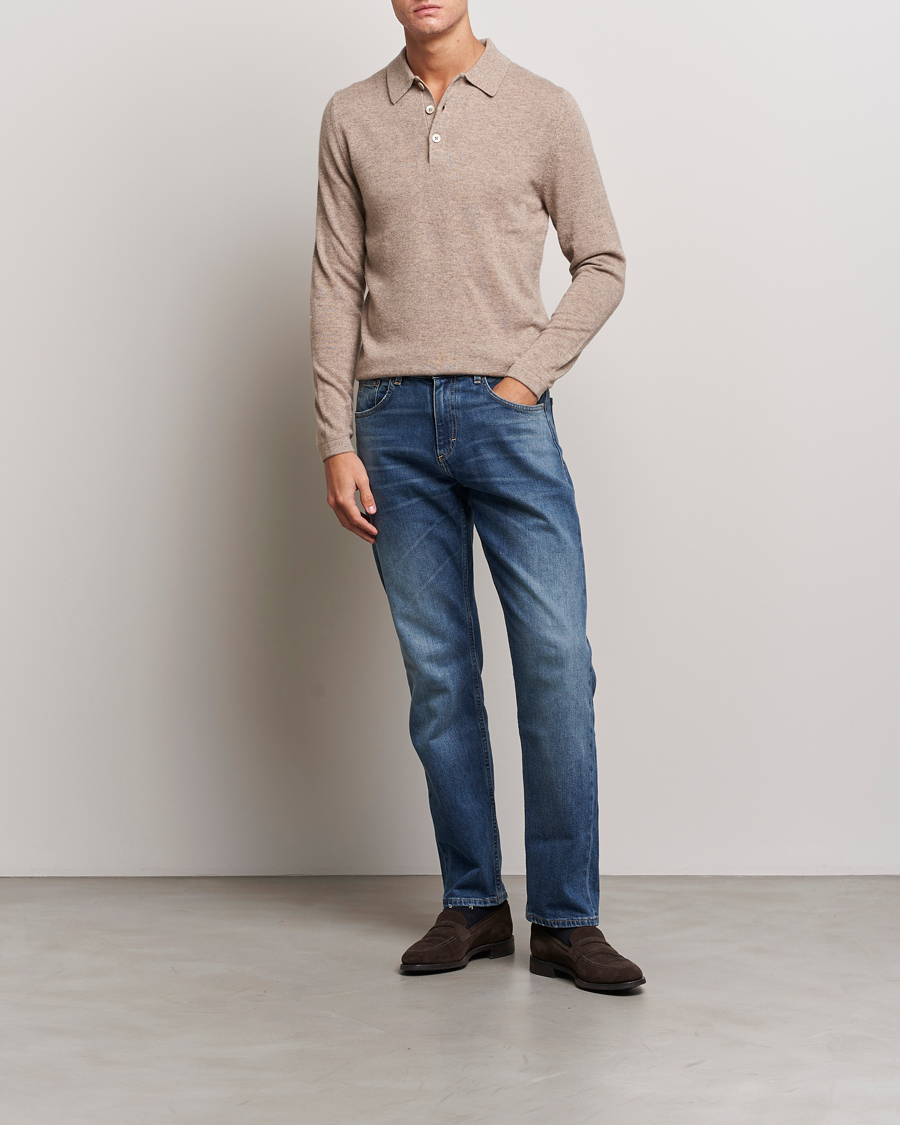 Mies | Puserot | Stenströms | Cashmere Poloshirt Beige