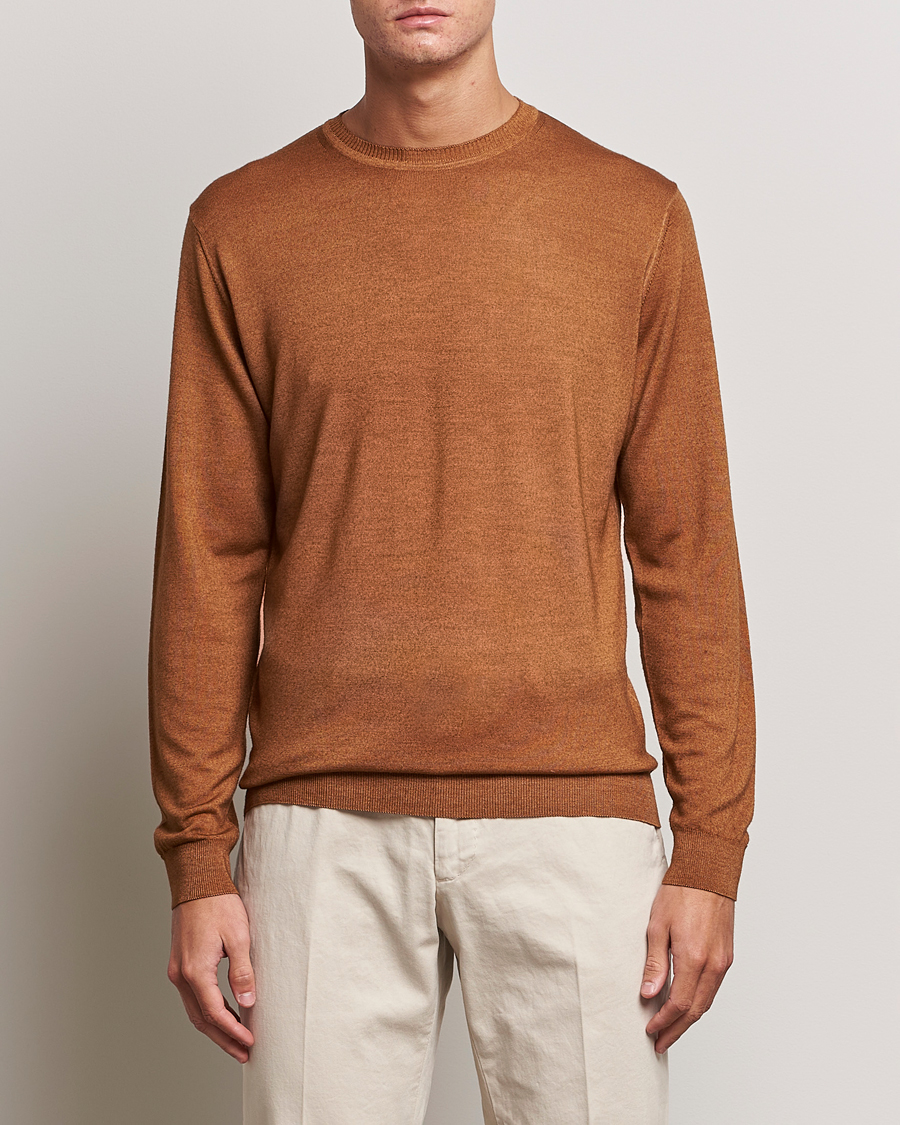 Mies | Alennusmyynti vaatteet | Stenströms | Garment Dyed Merino Wool Crewneck Rust