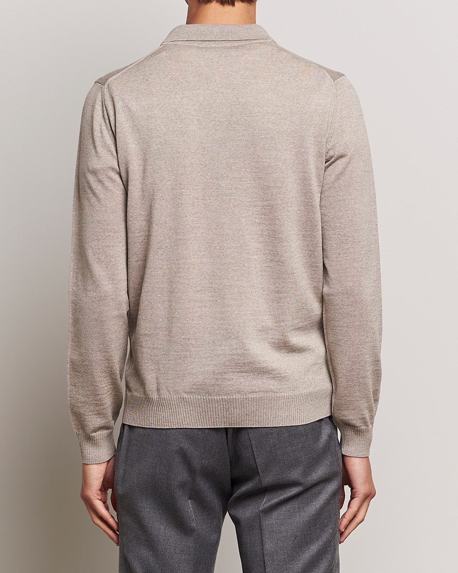 Mies | Puserot | Stenströms | Merino Wool Zip Polo Beige