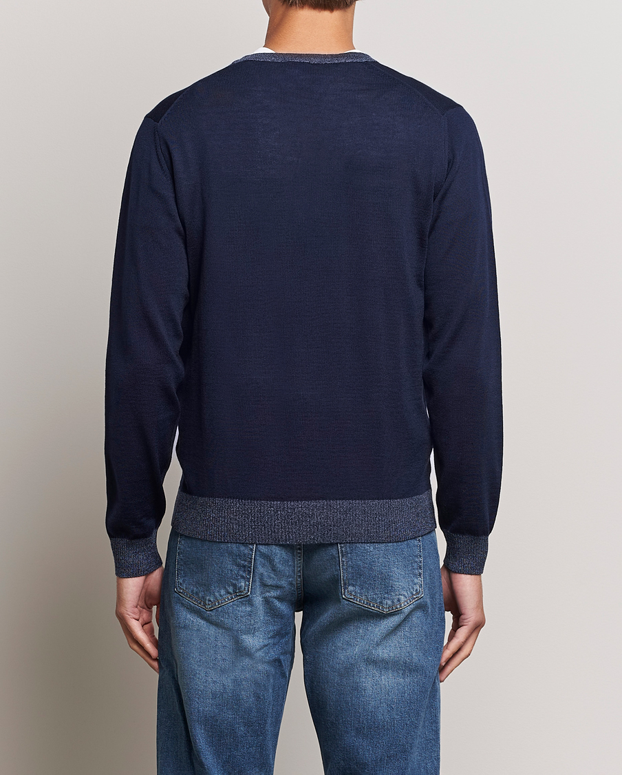 Mies | Puserot | Stenströms | Merino Wool Contrast Cardigan Navy