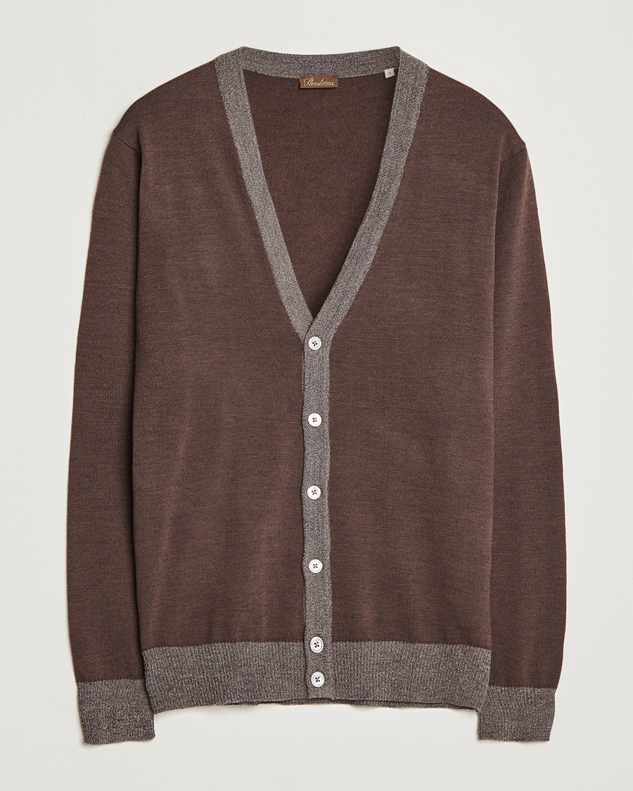 Mies | Puserot | Stenströms | Merino Wool Contrast Cardigan Brown