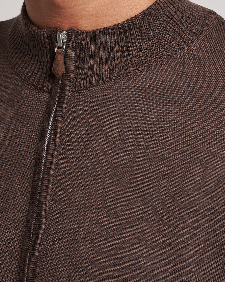 Mies | Puserot | Stenströms | Merino Full Zip Brown