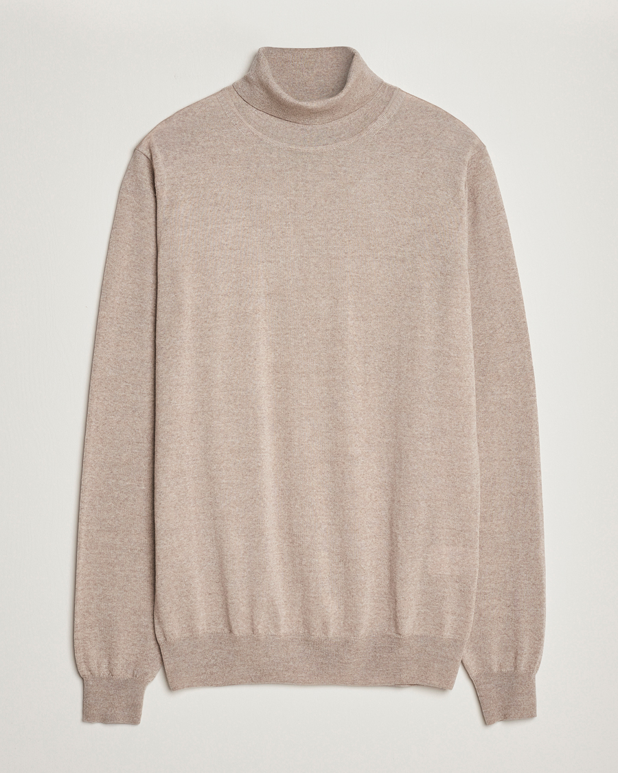 Mies | Puserot | Stenströms | Fine Merino Rollneck Beige