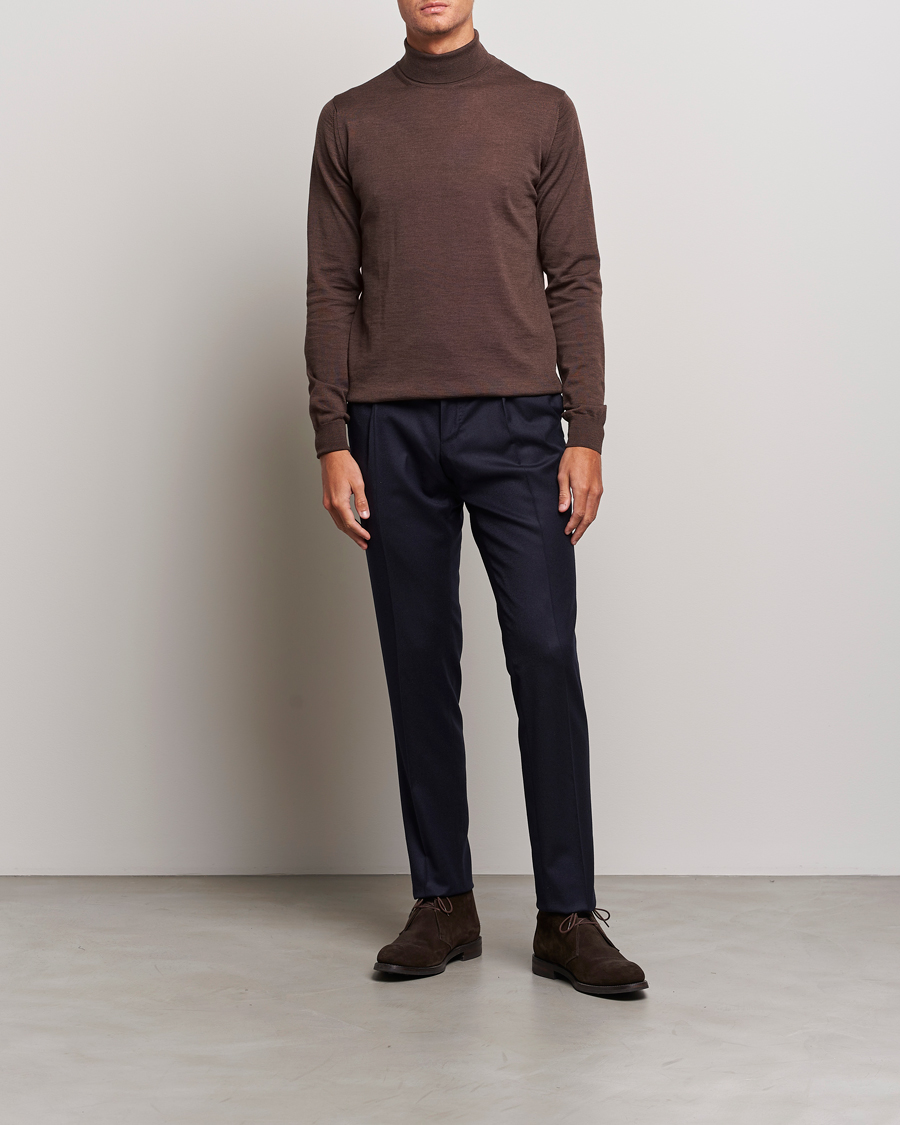 Mies | Puserot | Stenströms | Fine Merino Rollneck Brown