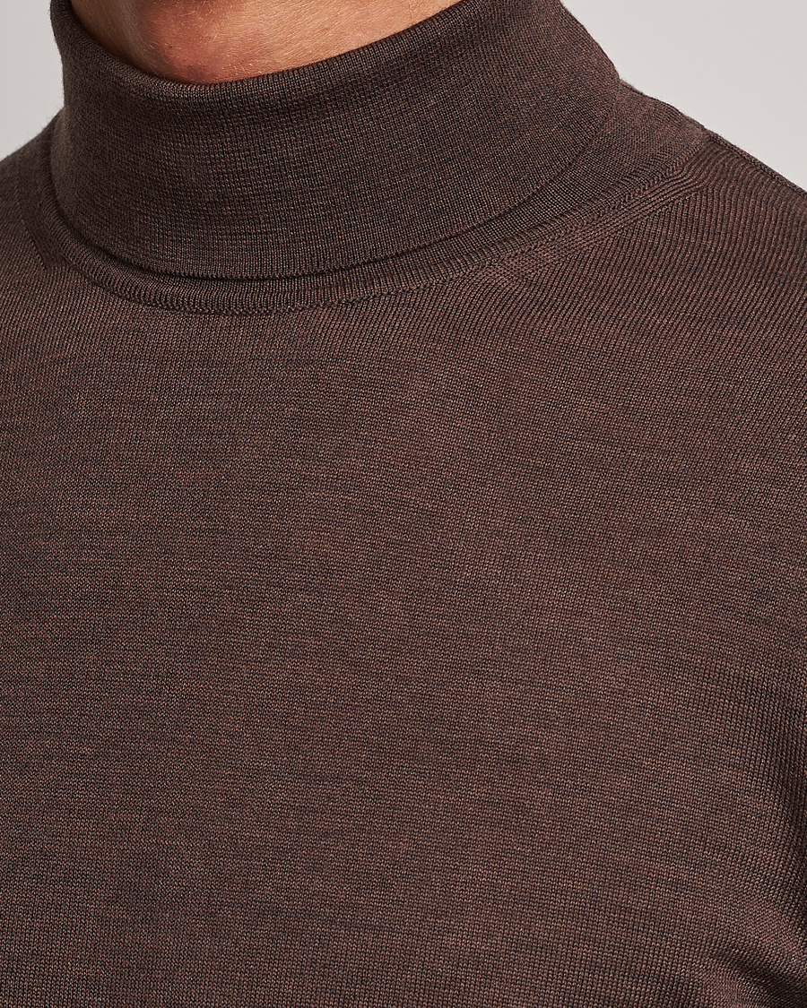 Mies | Puserot | Stenströms | Fine Merino Rollneck Brown