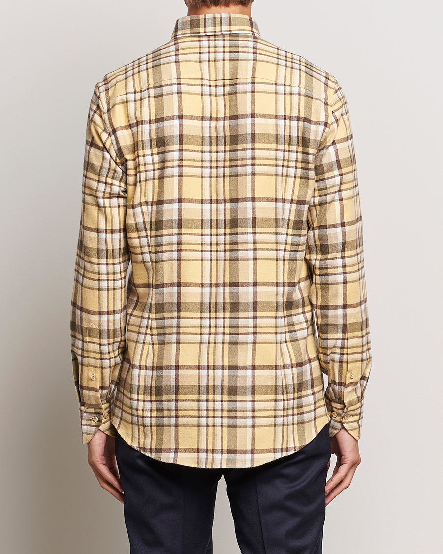 Mies | Kauluspaidat | Stenströms | Slimline Checked Button Down Flannel Shirt Yellow