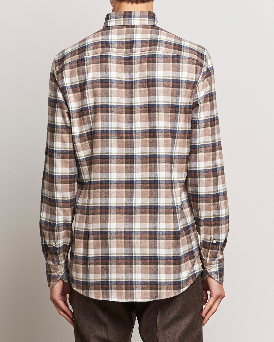 Mies | Kauluspaidat | Stenströms | Slimline Checked Button Down Flannel Shirt Beige