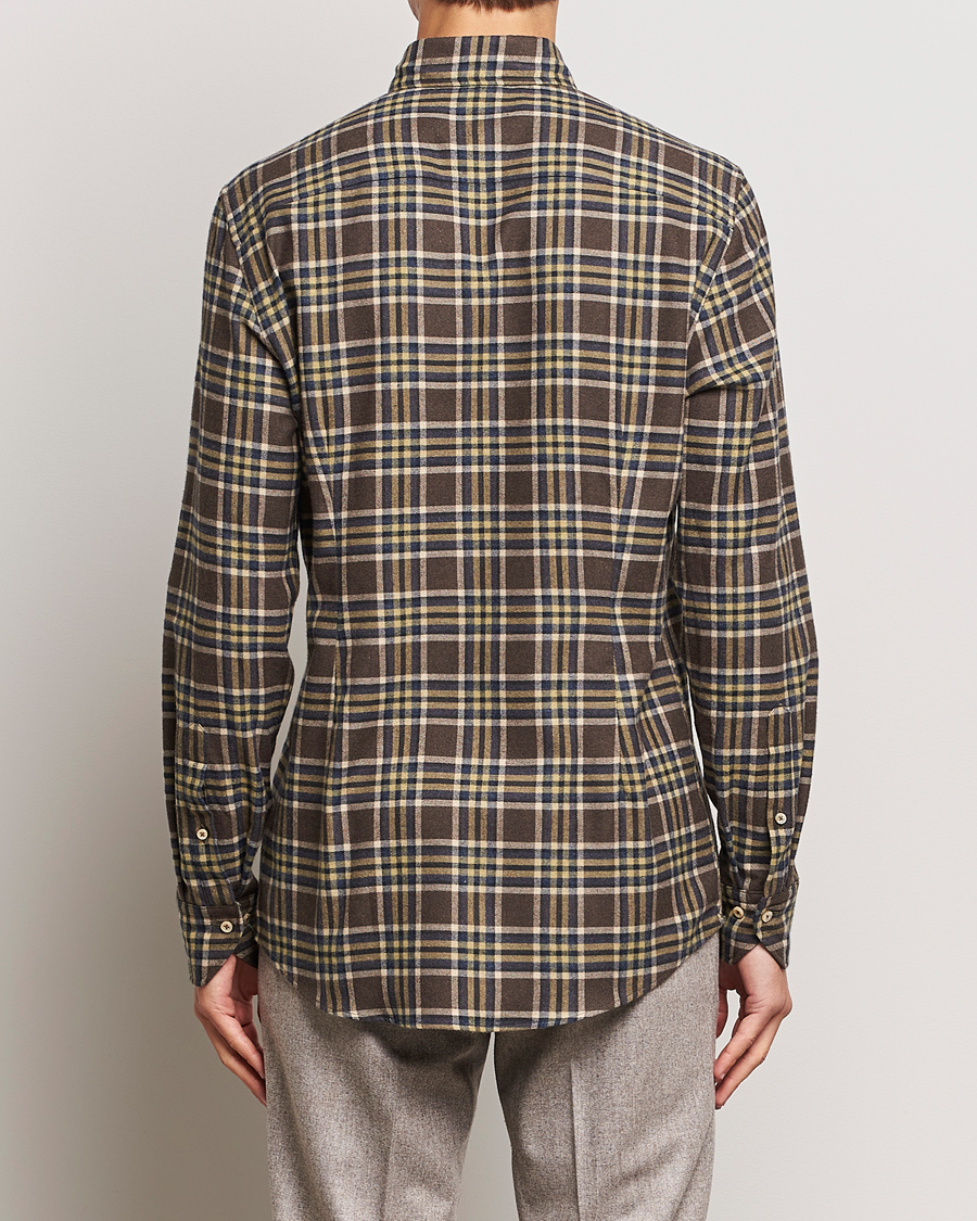 Mies | Kauluspaidat | Stenströms | Slimline Checked Button Down Flannel Shirt Brown