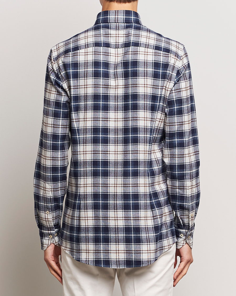 Mies | Kauluspaidat | Stenströms | Slimline Checked Button Down Flannel Shirt Blue