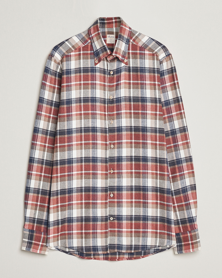 Mies | Kauluspaidat | Stenströms | Slimline Checked Button Down Flannel Shirt Red