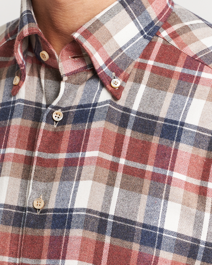 Mies | Kauluspaidat | Stenströms | Slimline Checked Button Down Flannel Shirt Red