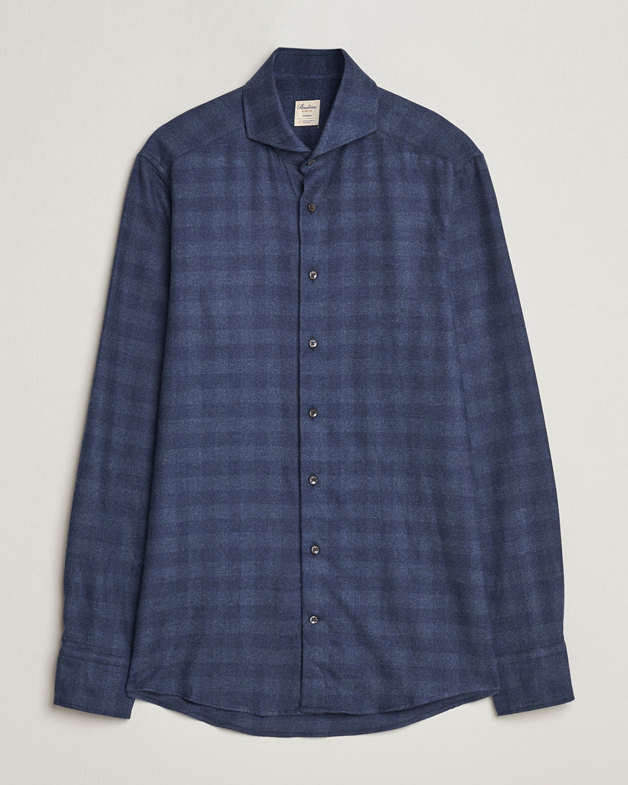 Mies | Kauluspaidat | Stenströms | Slimline Checked Cut Away Flannel Shirt Navy
