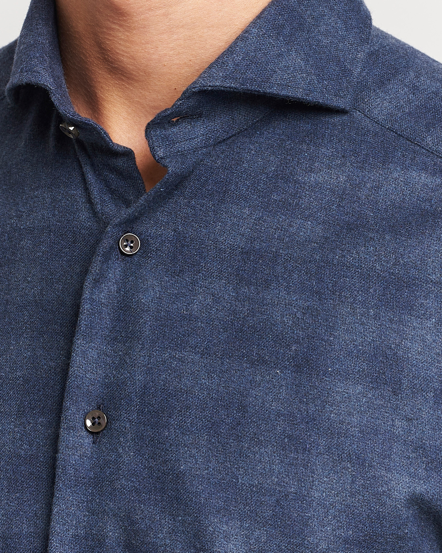 Mies | Kauluspaidat | Stenströms | Slimline Checked Cut Away Flannel Shirt Navy