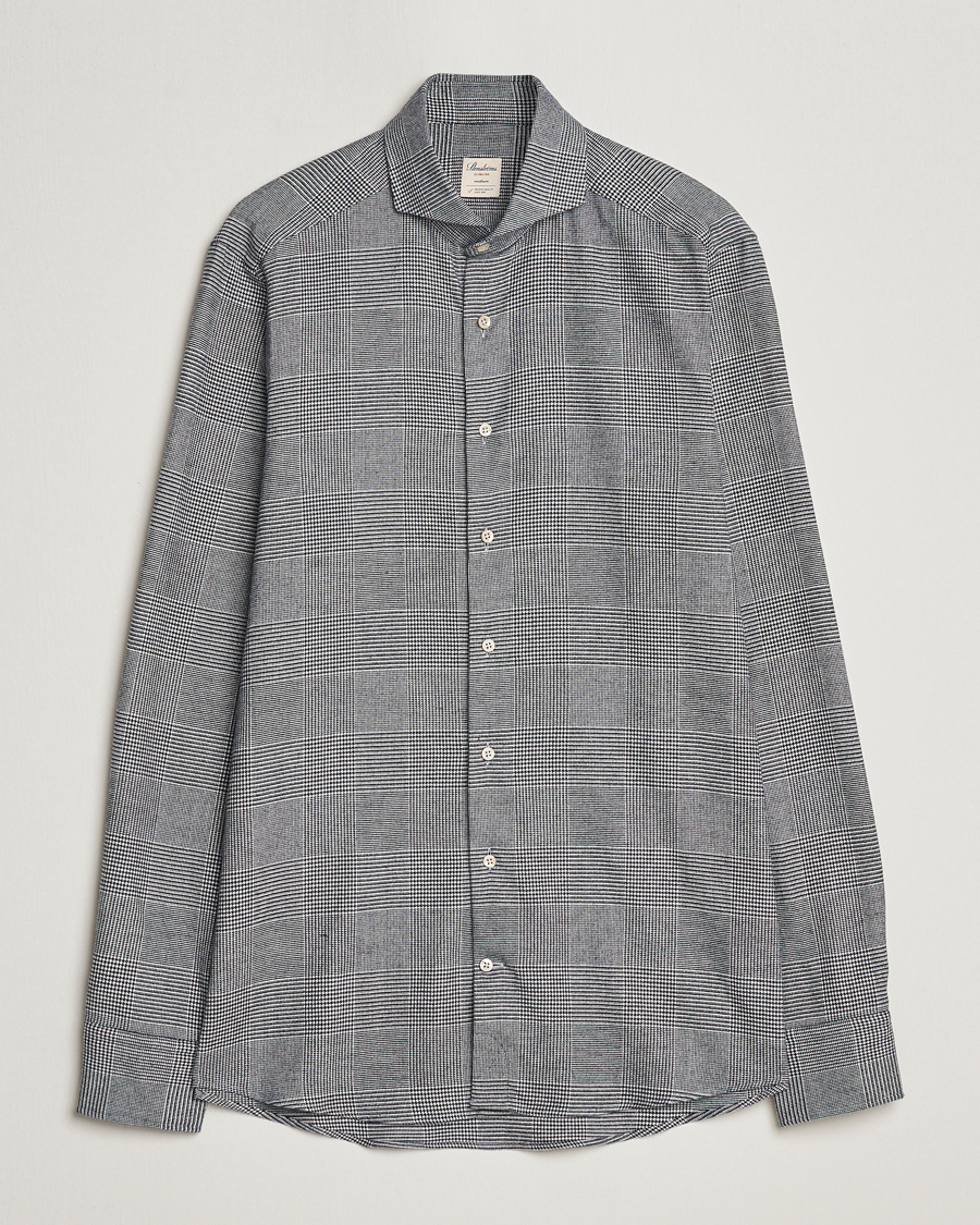 Mies | Kauluspaidat | Stenströms | Slimline Prince of Wales Check Flannel Shirt Grey