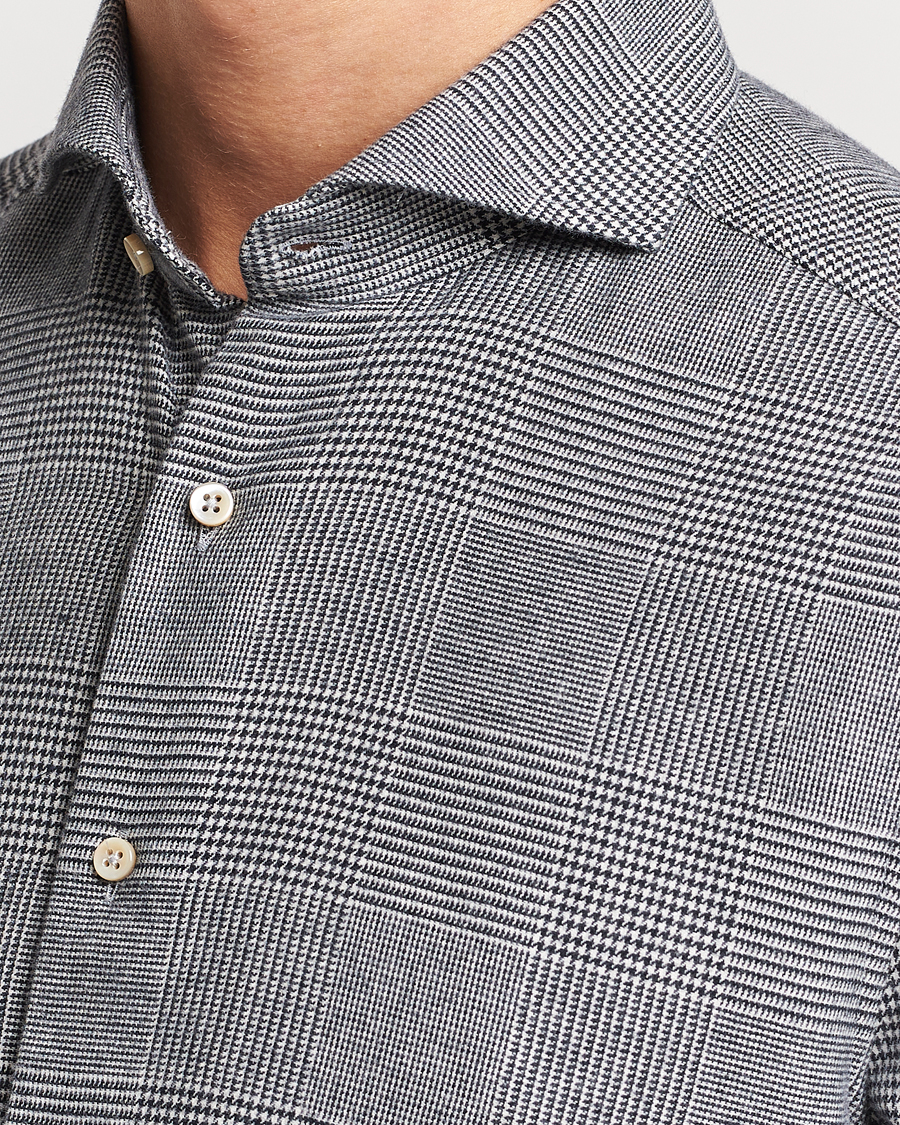 Mies | Kauluspaidat | Stenströms | Slimline Prince of Wales Check Flannel Shirt Grey