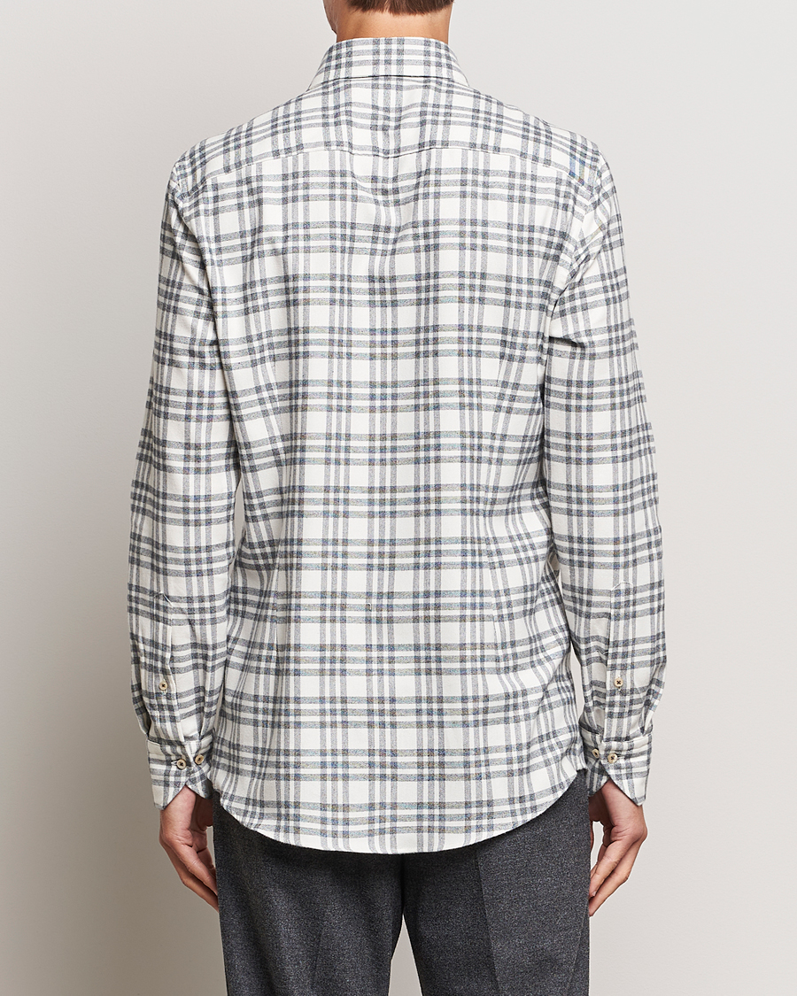 Mies | Kauluspaidat | Stenströms | Slimline Checked Cut Away Flannel Shirt White/Black