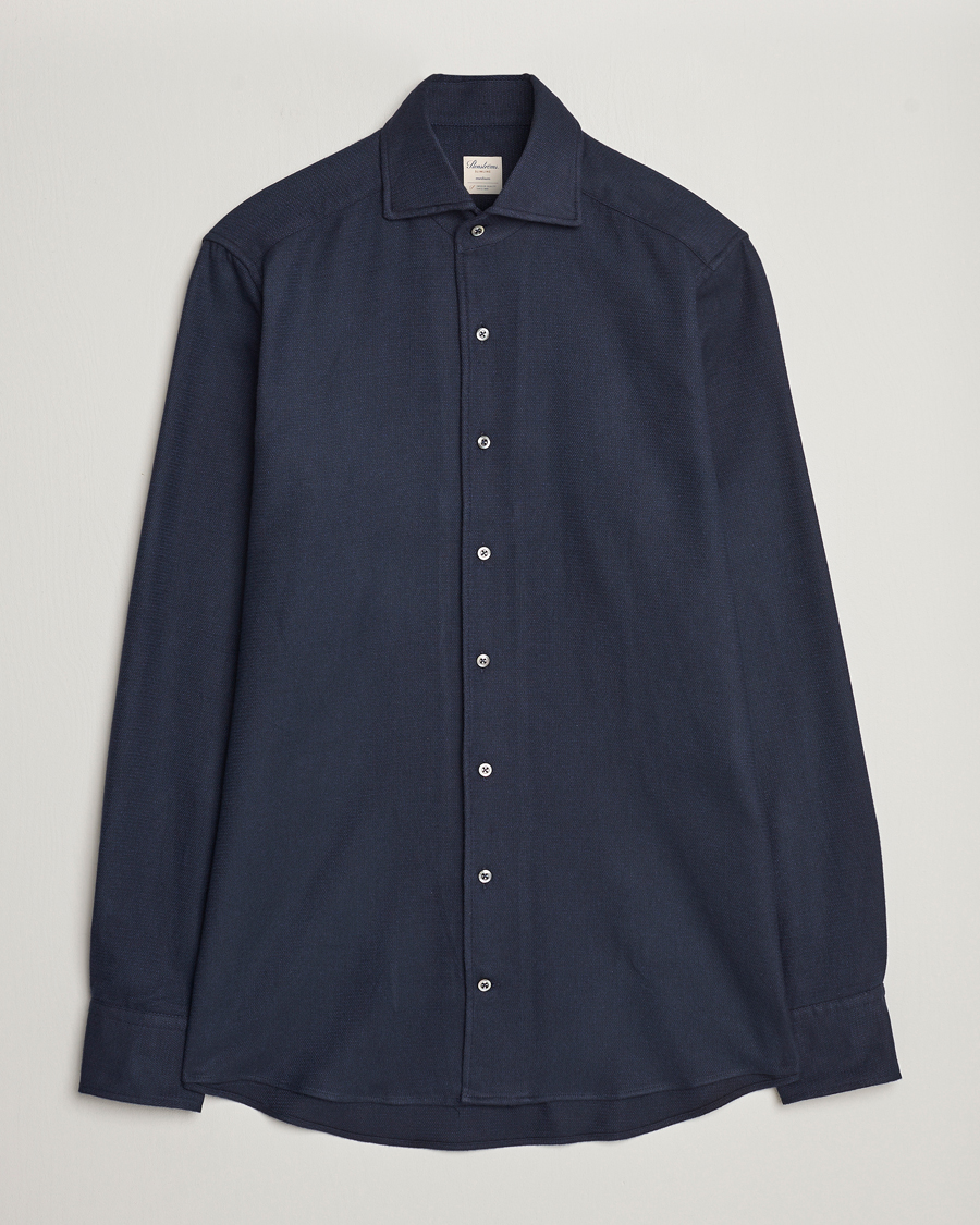 Mies | Kauluspaidat | Stenströms | Slimline Micro Structure Flannel Shirt Navy