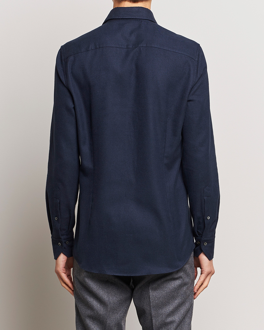 Mies | Kauluspaidat | Stenströms | Slimline Micro Structure Flannel Shirt Navy