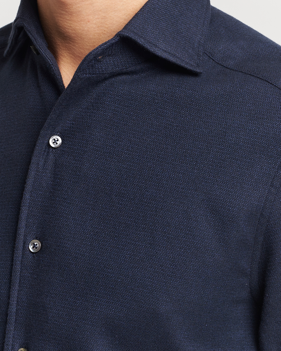 Mies | Kauluspaidat | Stenströms | Slimline Micro Structure Flannel Shirt Navy