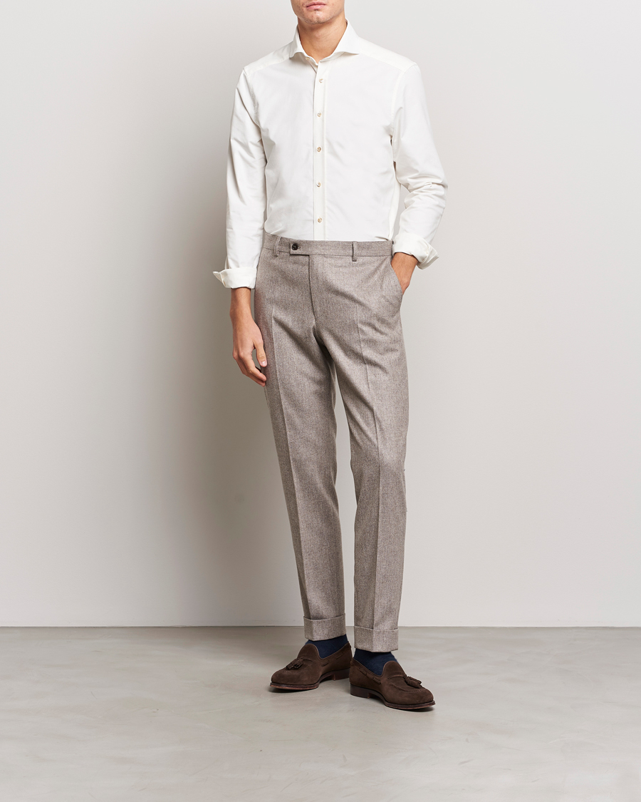 Mies | Kauluspaidat | Stenströms | Slimline Cut Away Corduroy Shirt White
