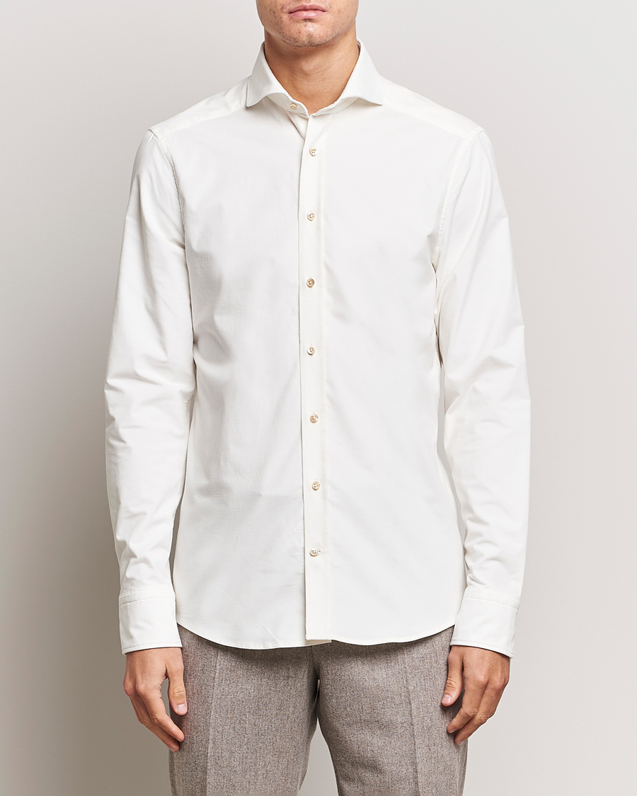 Mies | Vakosamettipaidat | Stenströms | Slimline Cut Away Corduroy Shirt White