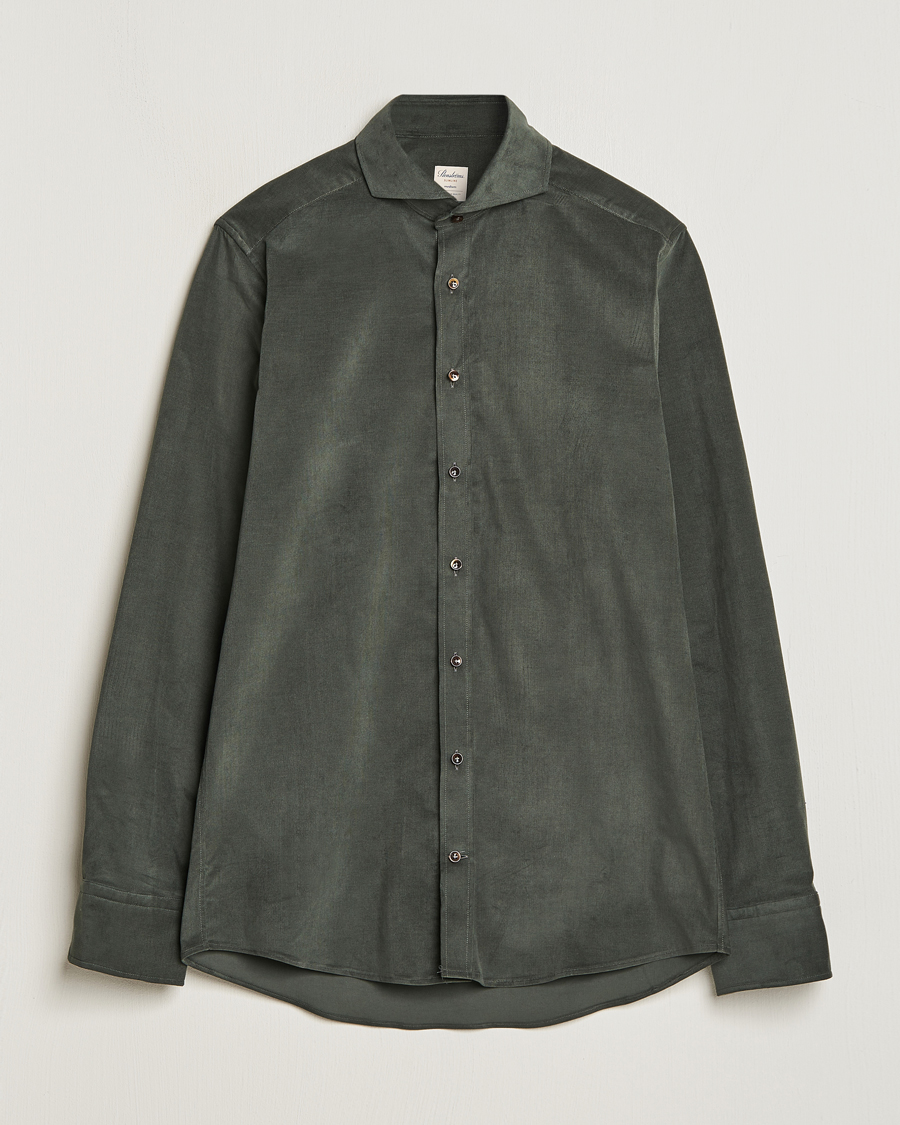 Mies | Kauluspaidat | Stenströms | Slimline Cut Away Corduroy Shirt Dark Green