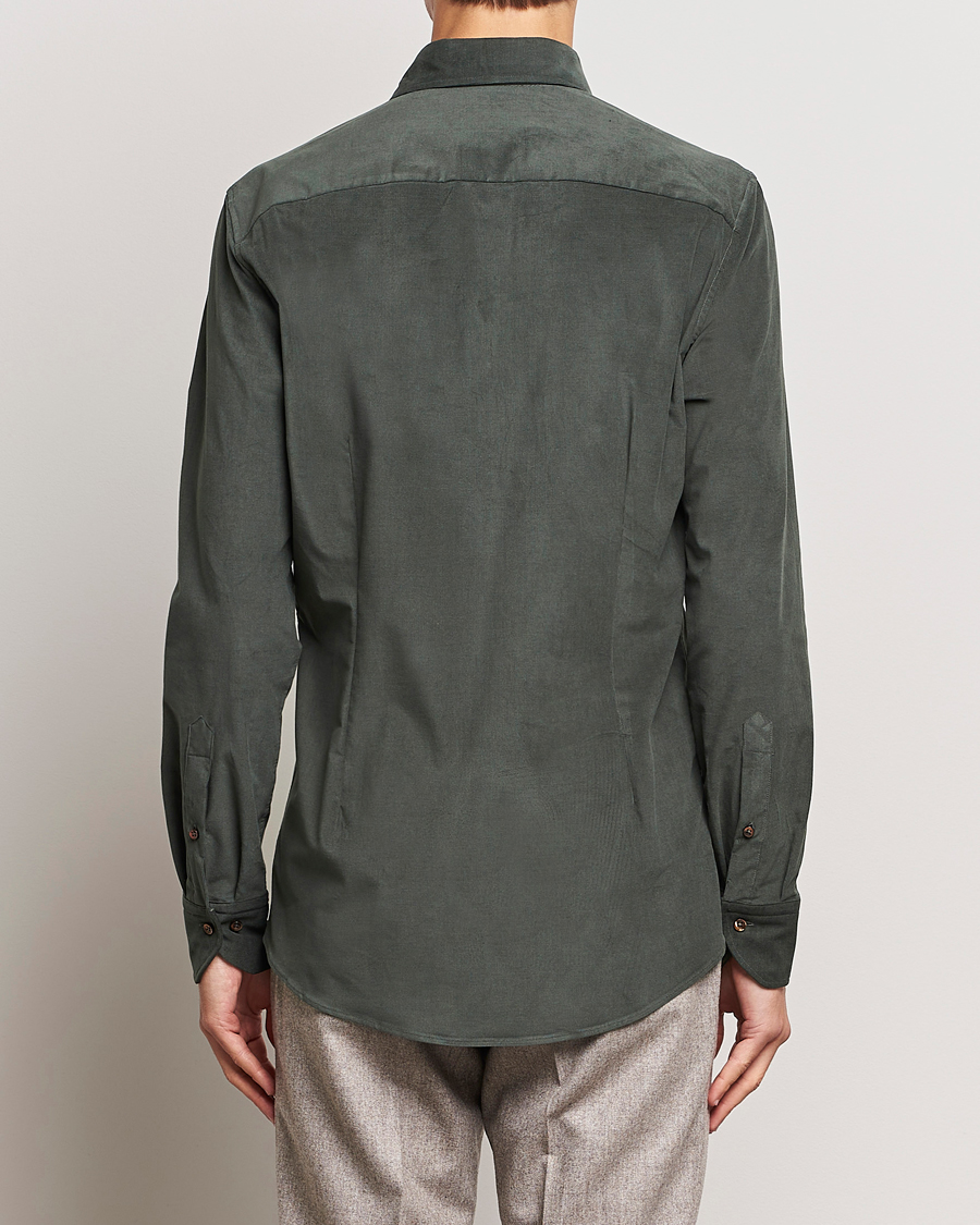 Mies | Kauluspaidat | Stenströms | Slimline Cut Away Corduroy Shirt Dark Green