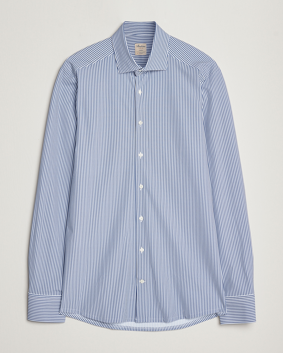Mies | Kauluspaidat | Stenströms | Slimline 4-Way Stretch Striped Cut Away Shirt Blue