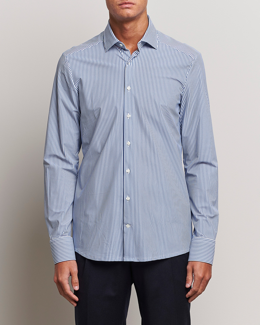 Mies | Kauluspaidat | Stenströms | Slimline 4-Way Stretch Striped Cut Away Shirt Blue