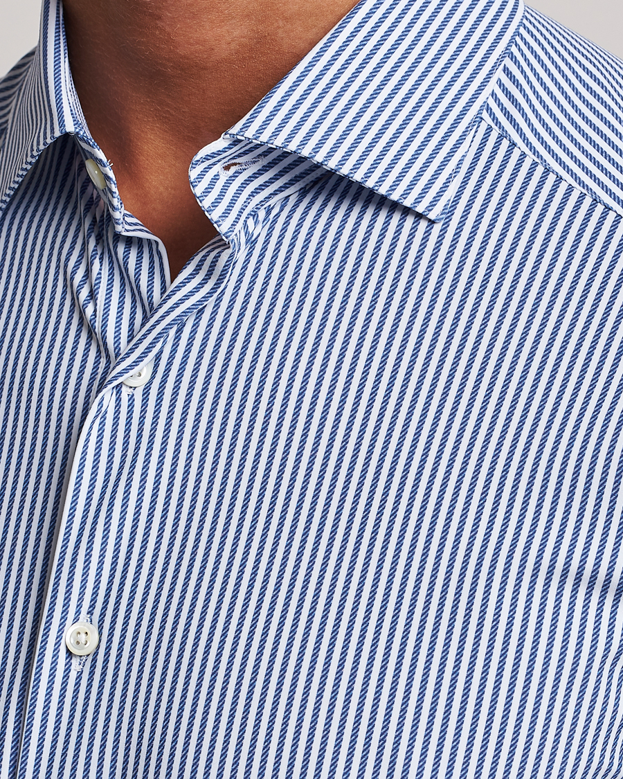 Mies | Kauluspaidat | Stenströms | Slimline 4-Way Stretch Striped Cut Away Shirt Blue