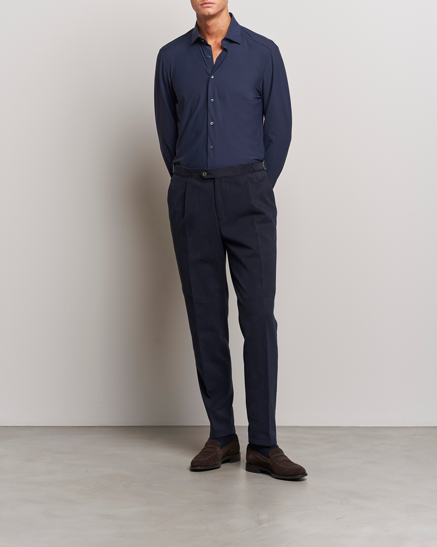 Mies | Kauluspaidat | Stenströms | Slimline Cut Away 4-Way Stretch Shirt Navy