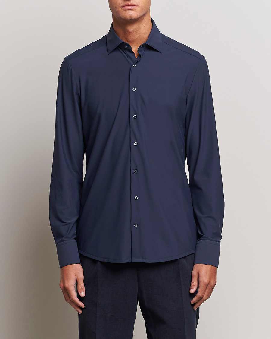Mies | Kauluspaidat | Stenströms | Slimline Cut Away 4-Way Stretch Shirt Navy
