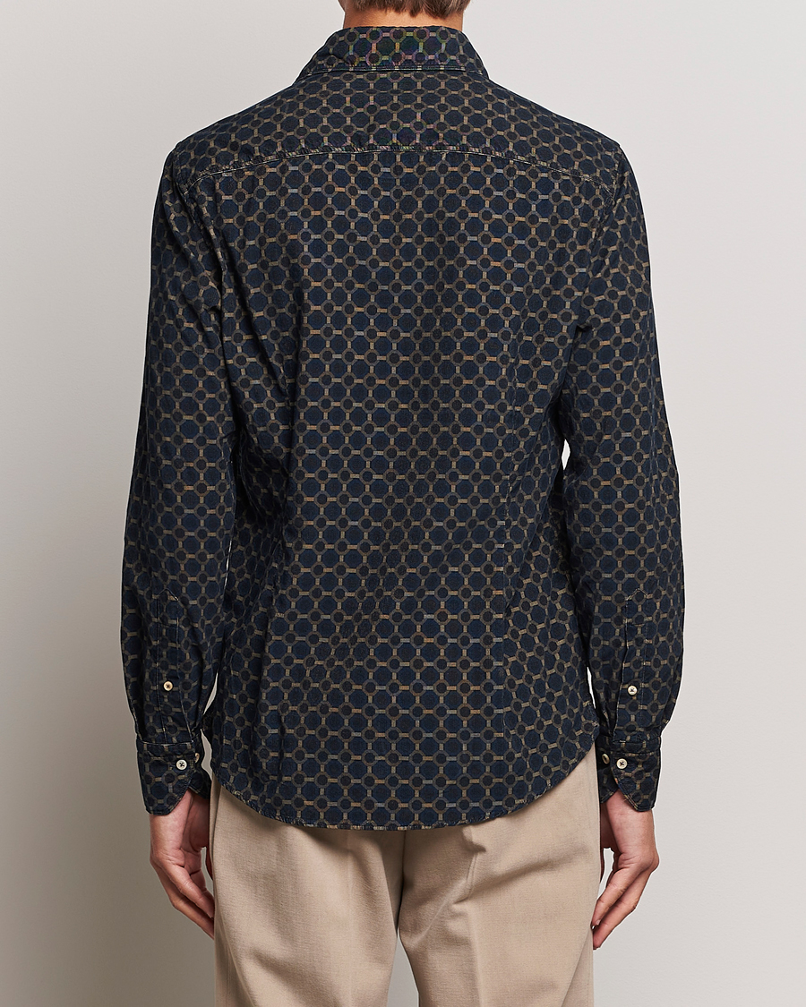Mies | Kauluspaidat | Stenströms | Slimline Babycord Printed Cut Away Shirt Navy