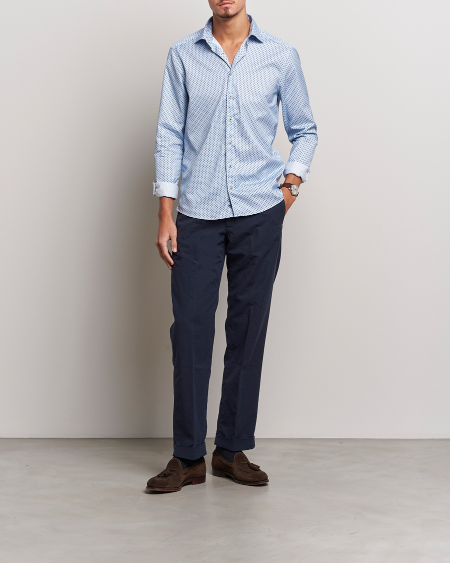 Mies | Kauluspaidat | Stenströms | Slimline Printed Cut Away Shirt Light Blue