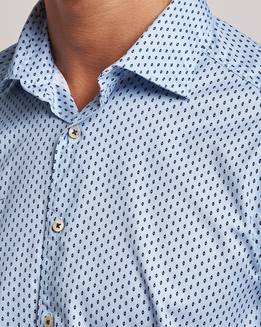 Mies | Kauluspaidat | Stenströms | Slimline Printed Cut Away Shirt Light Blue