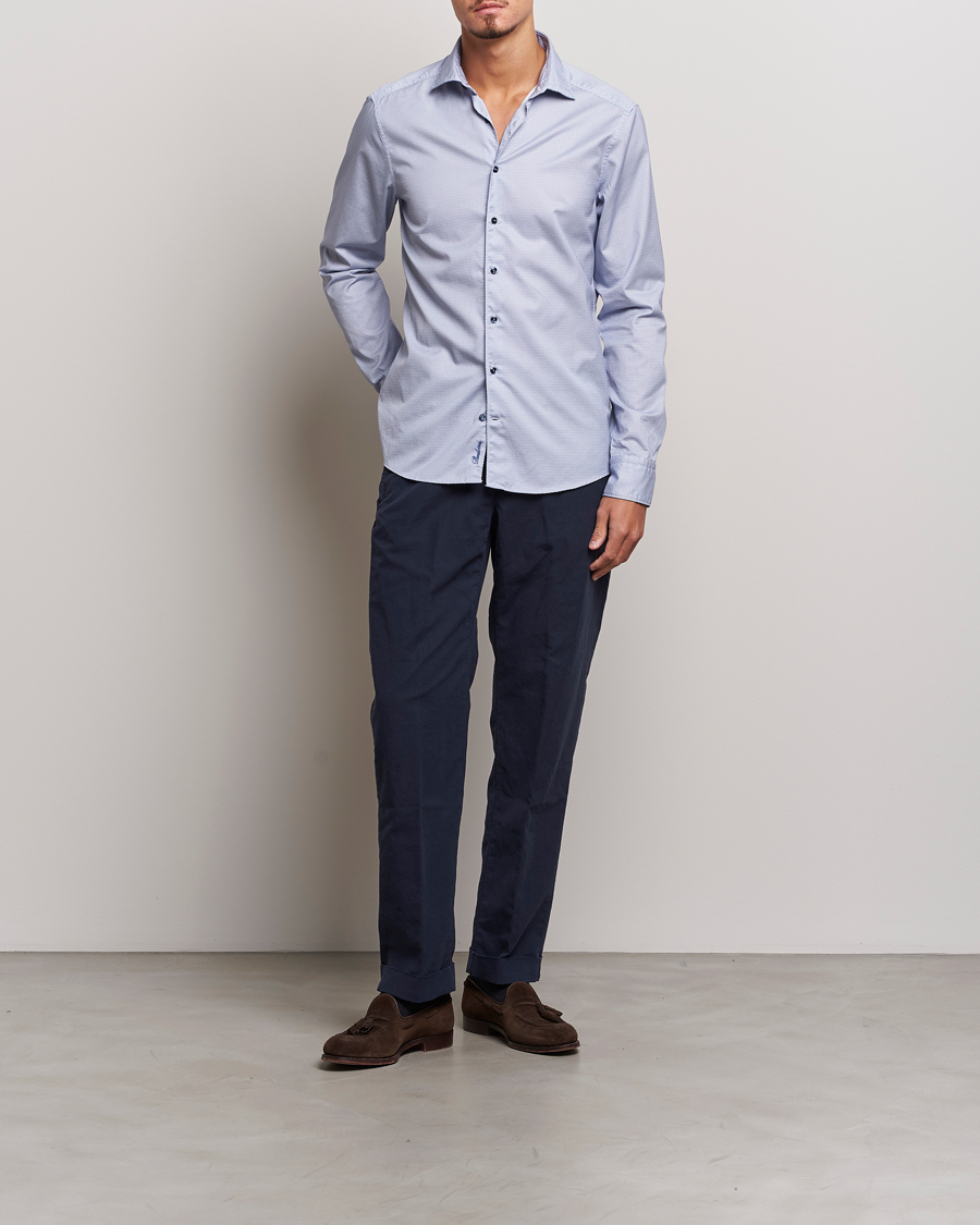 Mies | Kauluspaidat | Stenströms | Slimline Micro Print Cut Away Shirt Blue