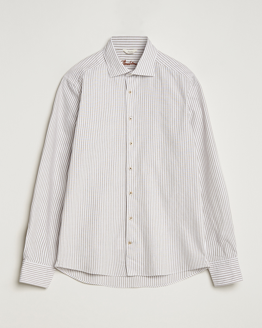 Mies | Kauluspaidat | Stenströms | Slimline Striped Cut Away Oxford Shirt Brown