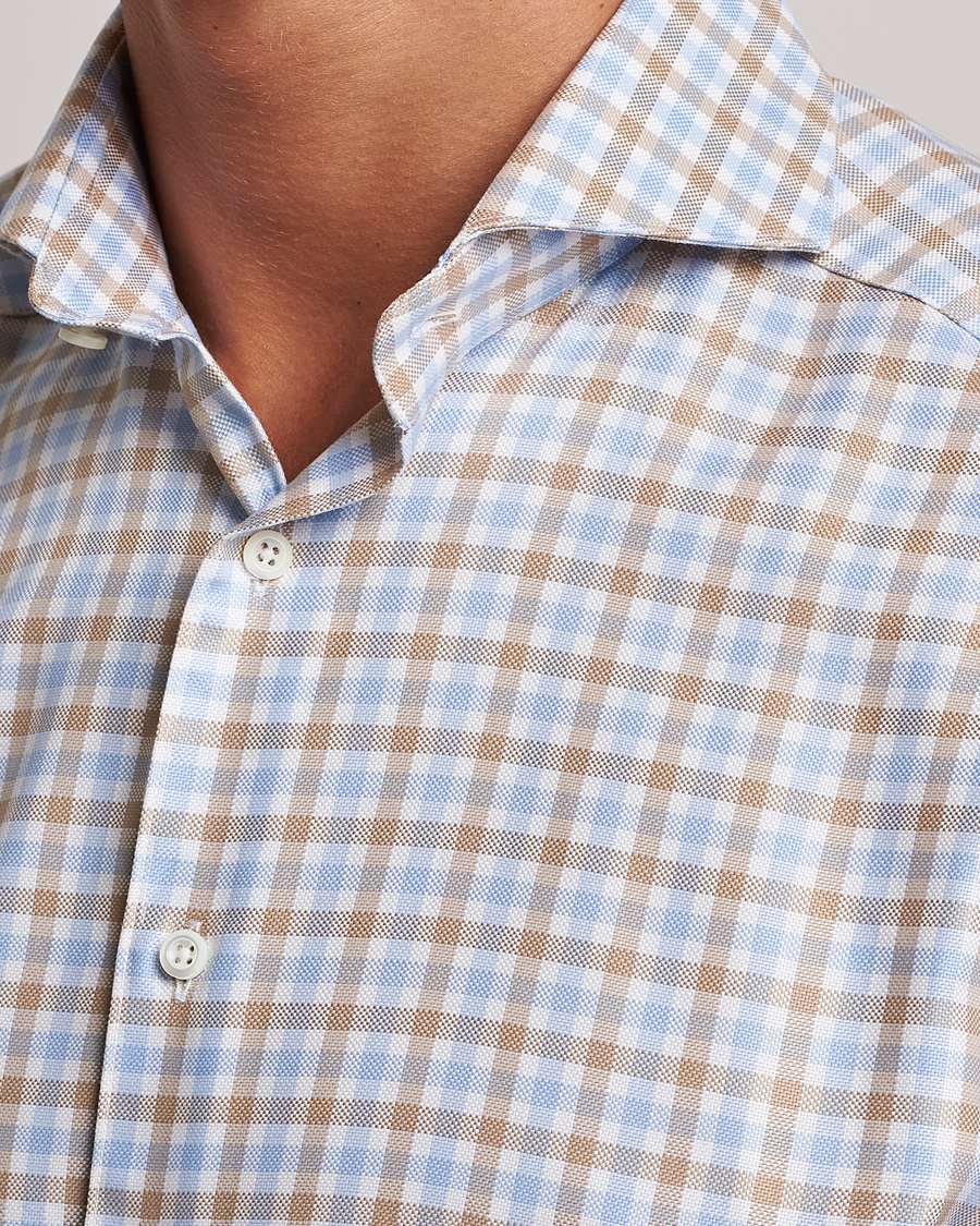 Mies | Kauluspaidat | Stenströms | Slimline Checked Royal Oxford Shirt Beige/Blue