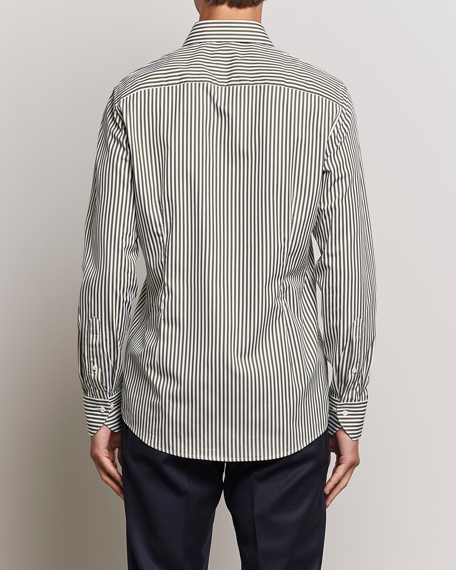 Mies | Kauluspaidat | Stenströms | Slimline Striped Popline Cut Away Shirt Green