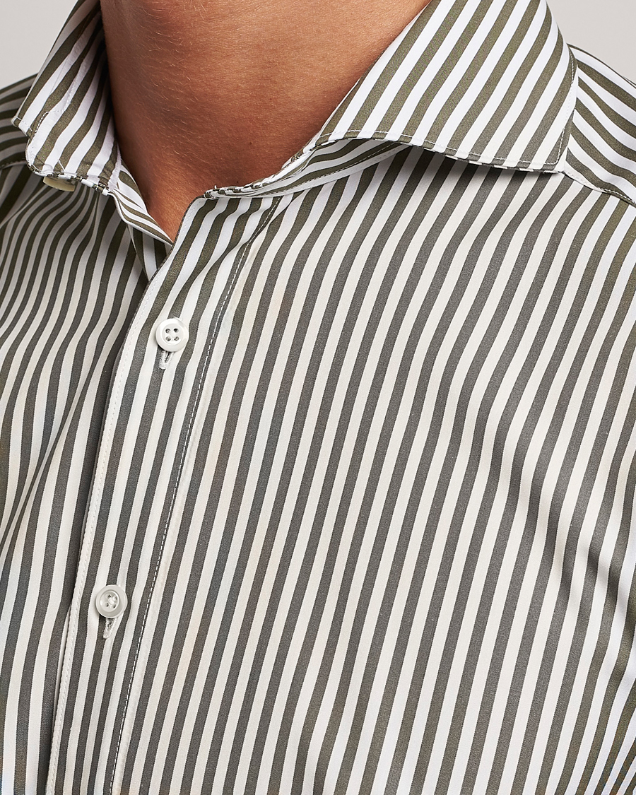Mies | Kauluspaidat | Stenströms | Slimline Striped Popline Cut Away Shirt Green