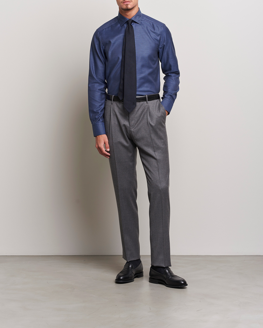 Mies | Kauluspaidat | Stenströms | Slimline Twill Contrast Cut Away Shirt Navy