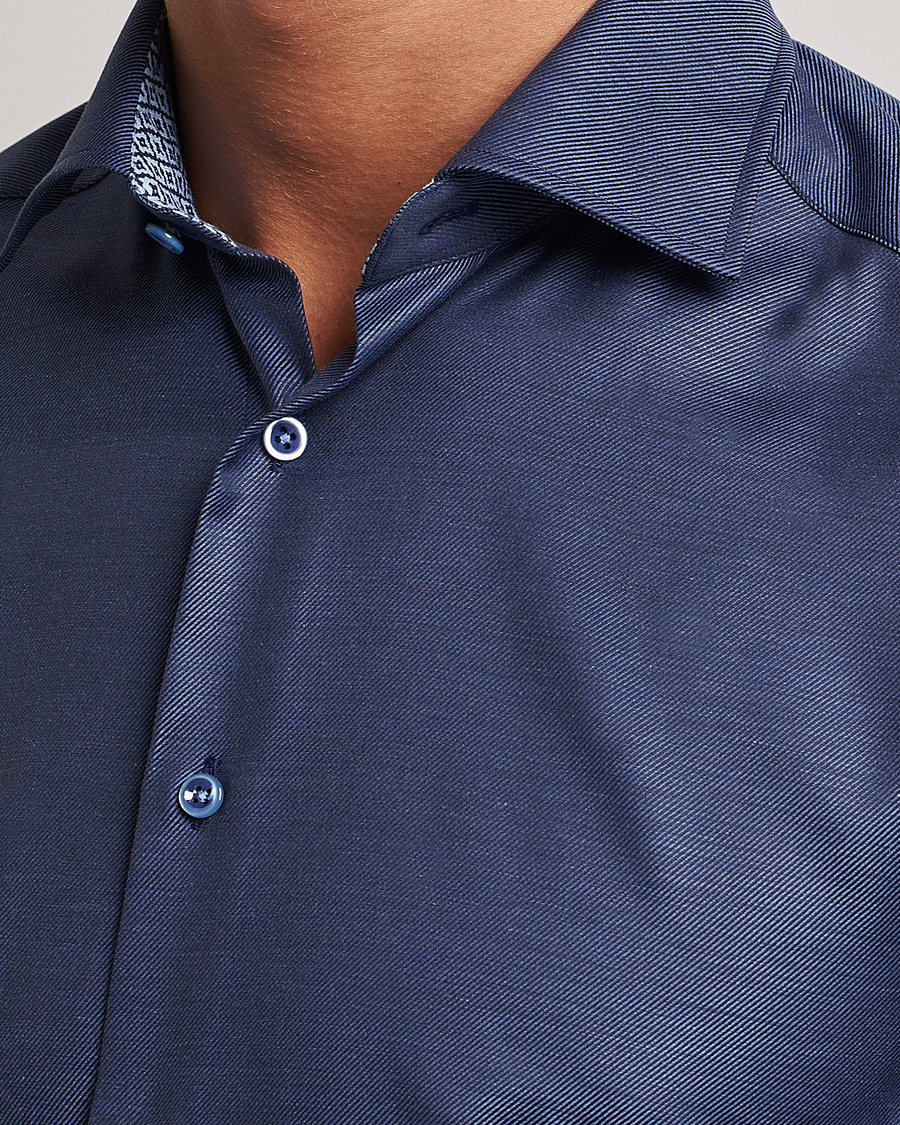 Mies | Kauluspaidat | Stenströms | Slimline Twill Contrast Cut Away Shirt Navy