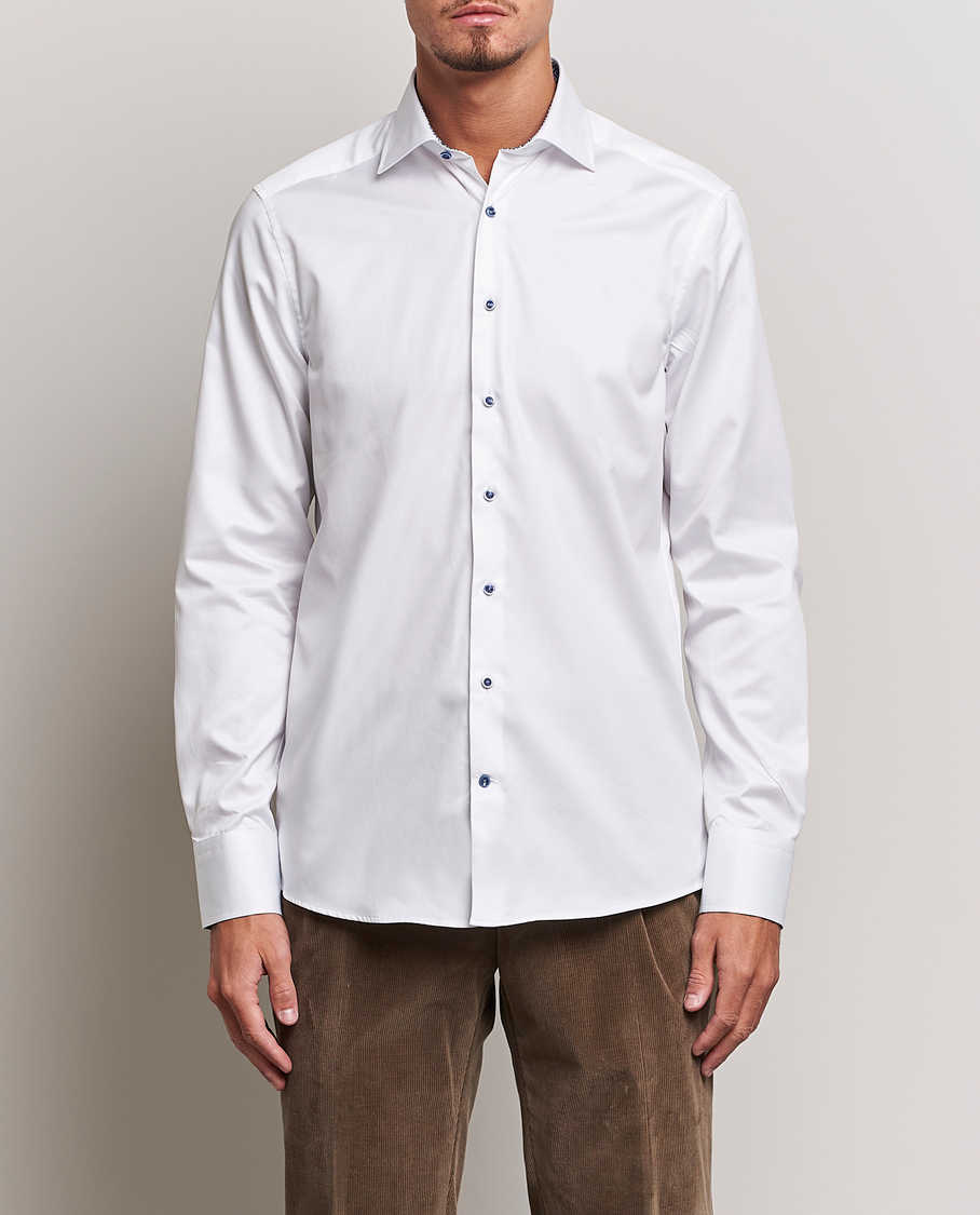 Mies |  | Stenströms | Slimline Contrast Cut Away Shirt White