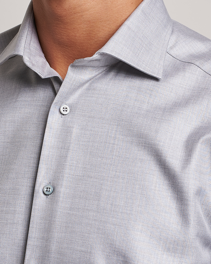 Mies | Kauluspaidat | Stenströms | Slimline Two Fold Melange Cut Away Shirt Grey