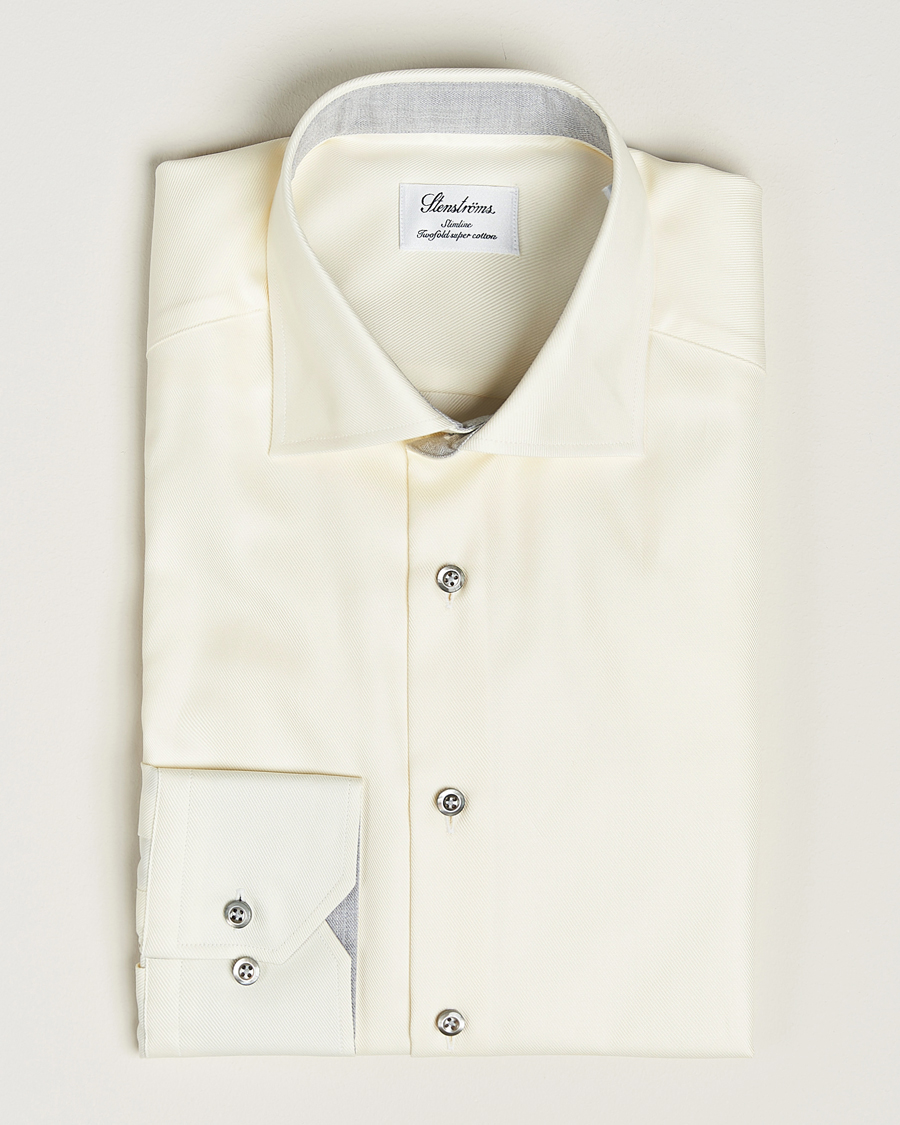 Mies | Kauluspaidat | Stenströms | Slimline Two Fold Contrast Cut Away Shirt Yellow