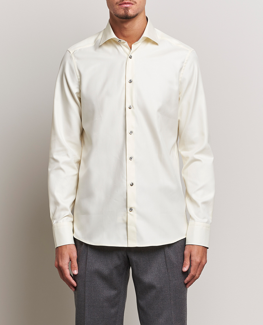 Mies | Kauluspaidat | Stenströms | Slimline Two Fold Contrast Cut Away Shirt Yellow