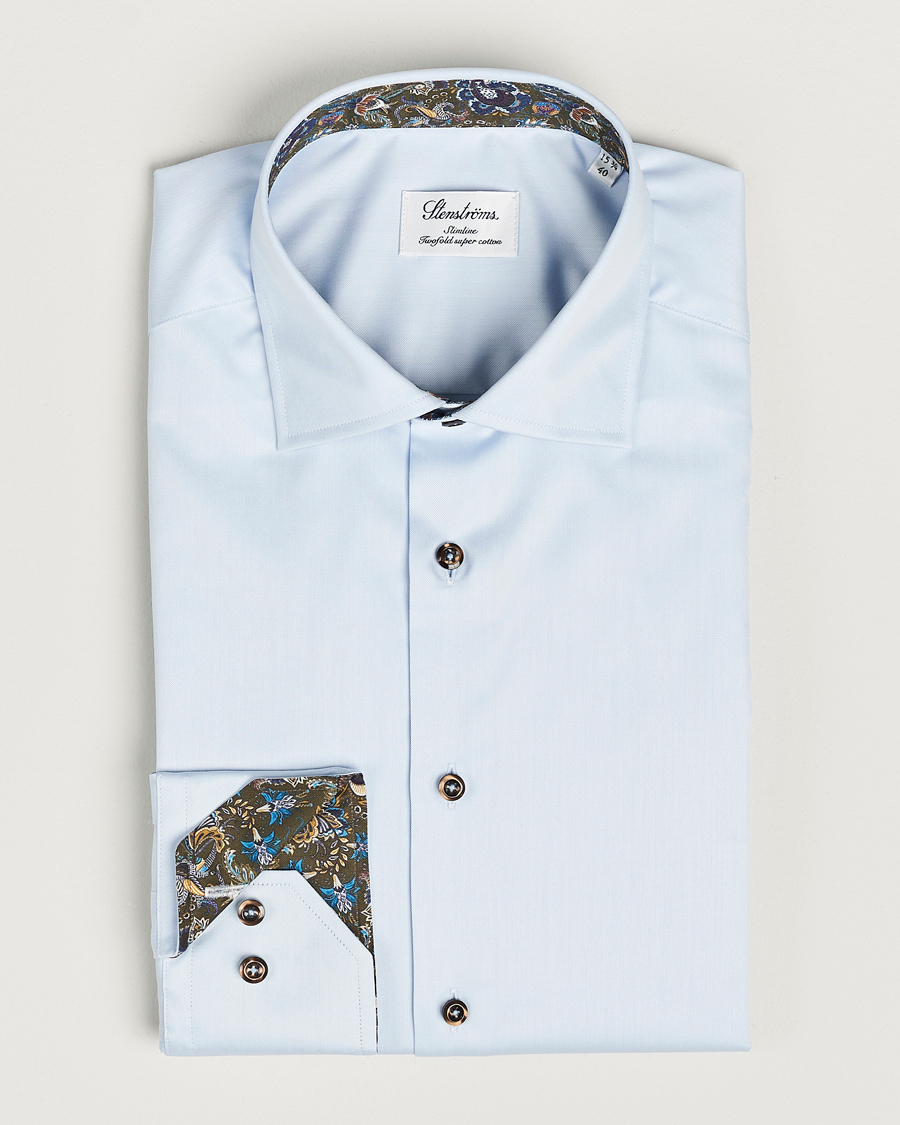Mies | Kauluspaidat | Stenströms | Slimline Contrast Cut Away Shirt Light Blue