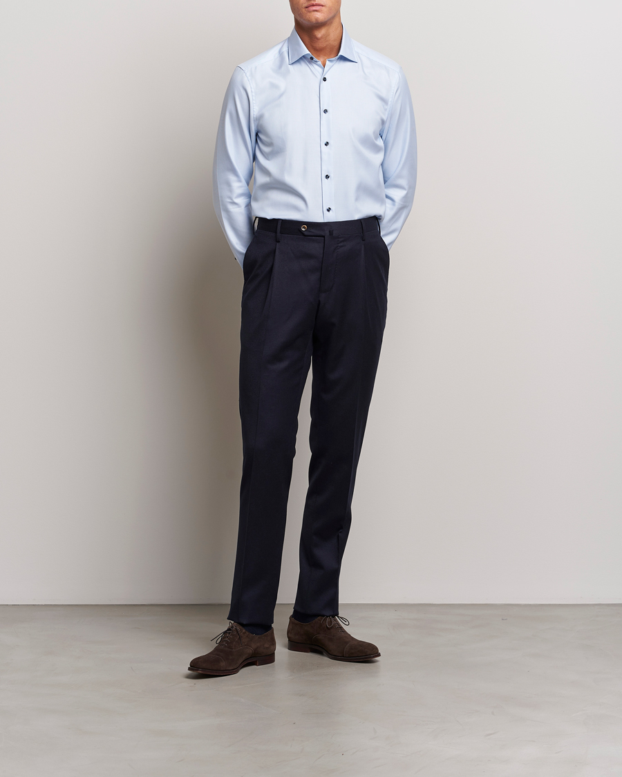 Mies | Kauluspaidat | Stenströms | Slimline Micro Structure Contrast Shirt Blue