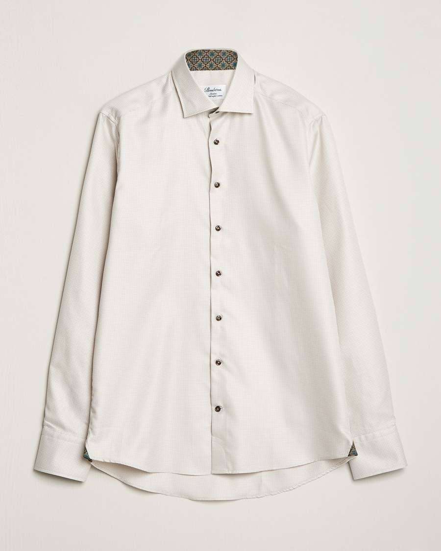 Mies | Kauluspaidat | Stenströms | Slimline Micro Structure Contrast Shirt Beige
