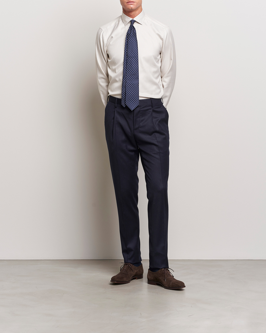 Mies | Kauluspaidat | Stenströms | Slimline Micro Structure Contrast Shirt Beige